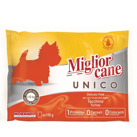 MIGLIORCANE UNICO PATE 4X100GR. TACCHINO