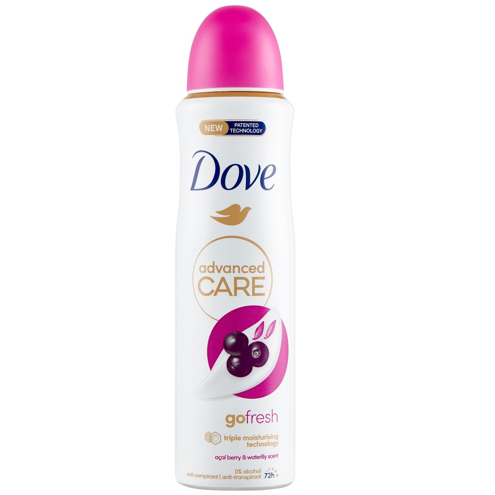 DOVE DEO SPRAY 150ML. ADVANCED GO FRESH ACAI BERRY PROMO