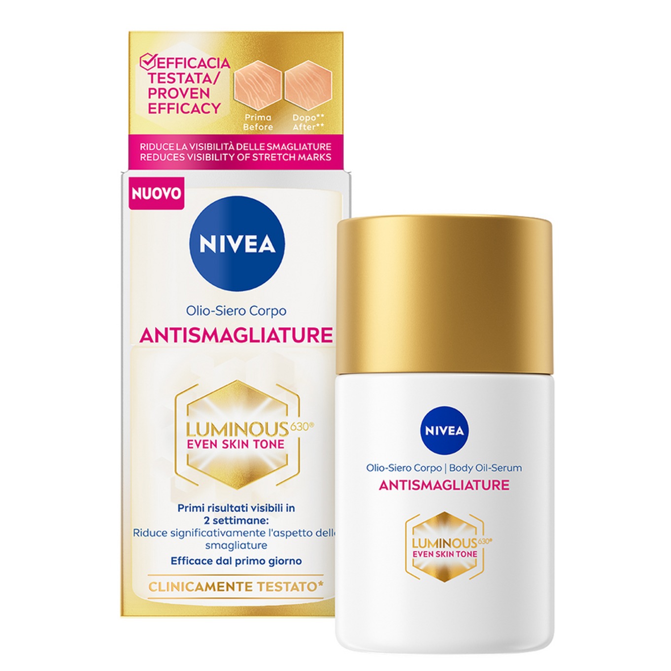 NIVEA LUMINOS OLIO CORPO 100ML. A/SMAGLIATURE