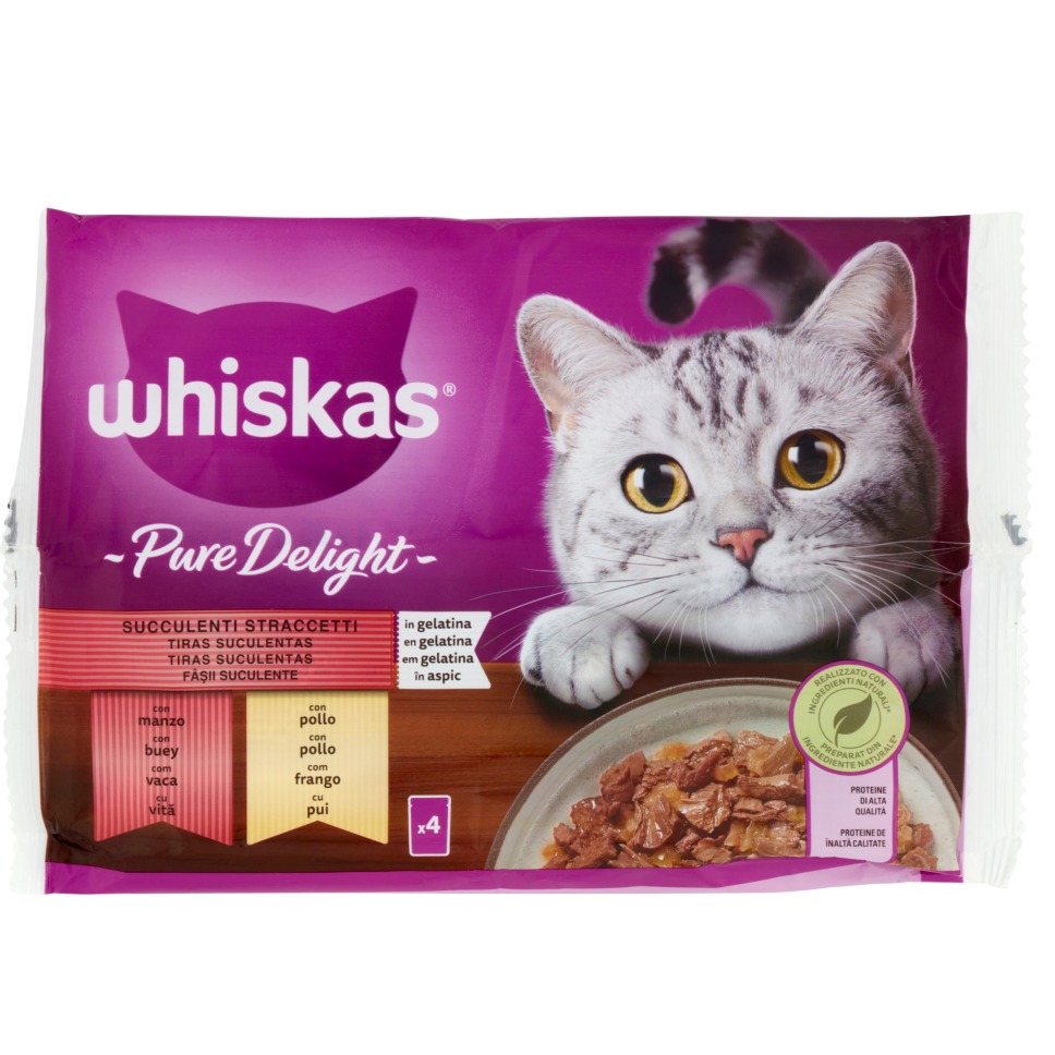 WHISKAS GATTO DELIGHT 4X85GR. MANZO PROMO