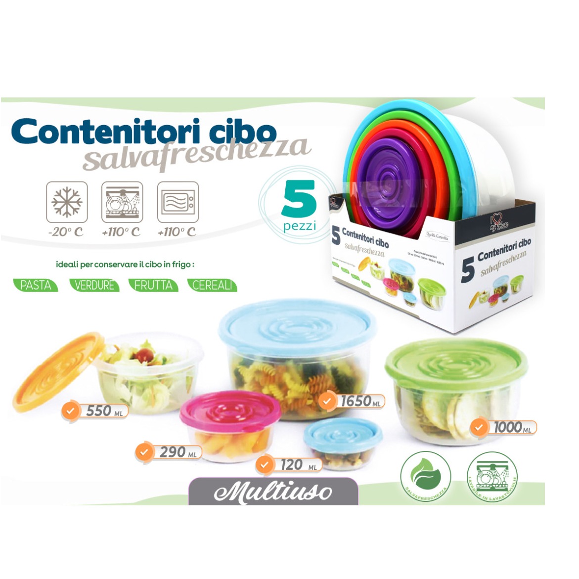 CONTENITORI 5PZ TONDI COL.